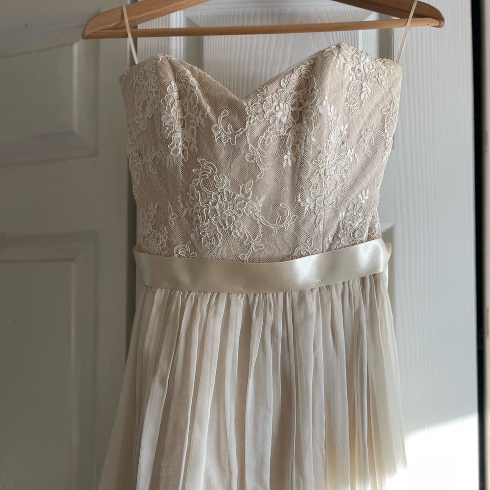 100% Pure Silk Wedding Dress Almond & Ivory Seattle Bridal Size 4 - Picture 8 of 17